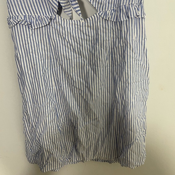 LULUS BLUE WHITE V-Neck Floral Skater Dress Mini Sleeveless - Picture 5 of 8